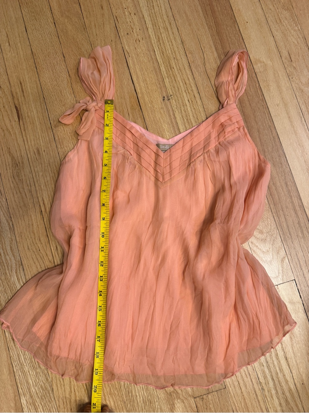 Vintage Forever 21 Peach V-Neck Pleated Silk Tank - Picture 7 of 7